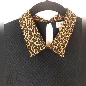 J. Crew Women’s Girls Knit Sweater Trendy Leopard‎ Collar Black Sz. XS